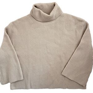 J.Crew Sweater L Wool Cashmere Ribbed Beige Oatmeal